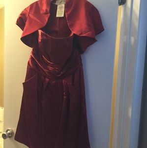 Maroon short dress with jacket